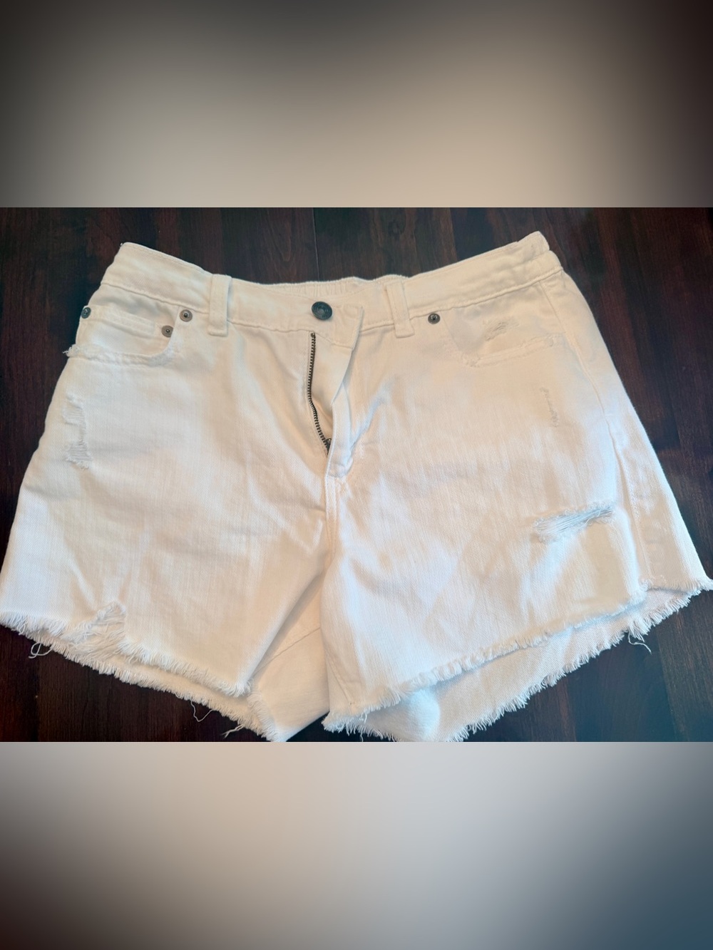 aerie White Men's Denim Cutoff Shorts